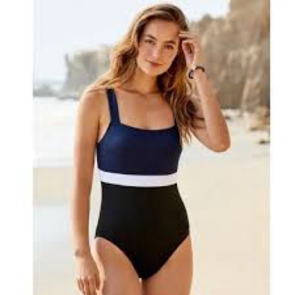 NWT Tommy Bahama Colorblock One Piece Tummy Control Swimsuit Summer Beach - Picture 3 of 11